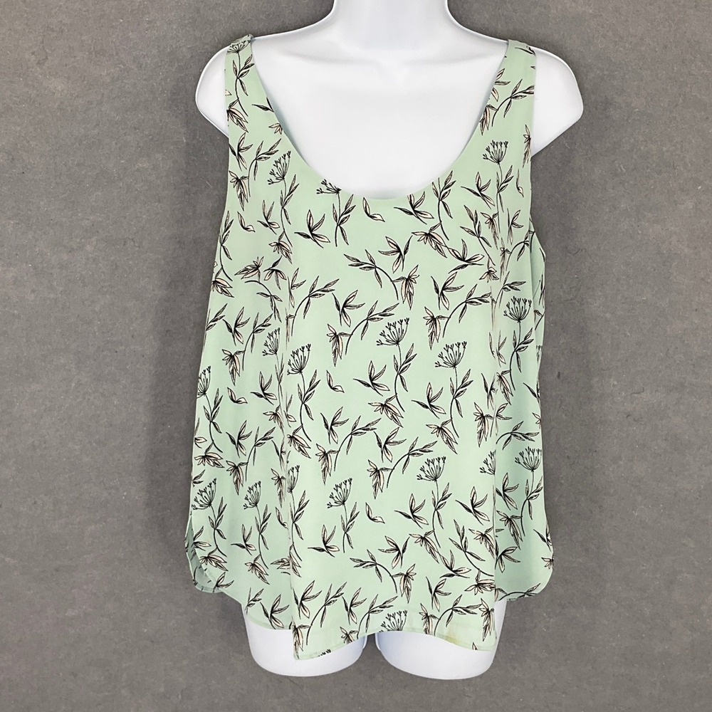LOFT‎ Floral Tank Top Mint Green Sleeveless Blouse Womens Sz M Lightweight